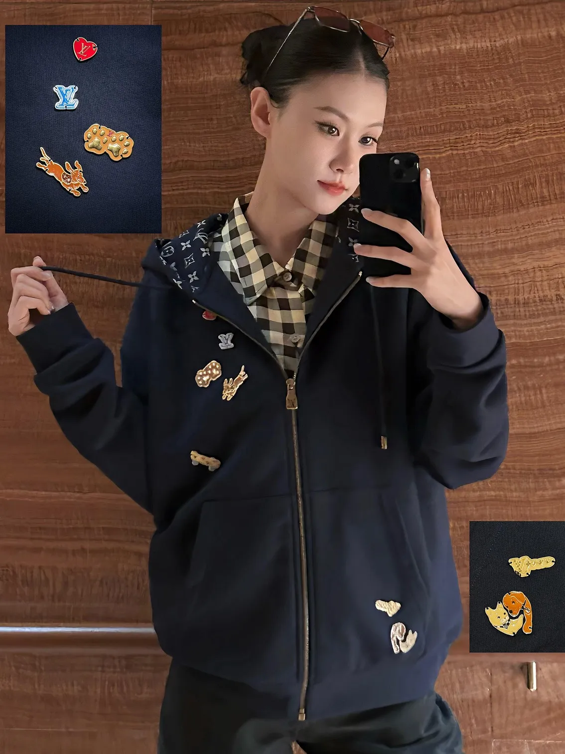 Louis Vuitton/Louis Vuitton Childlike Hardware CVD zipper hooded sweatshirt jacket